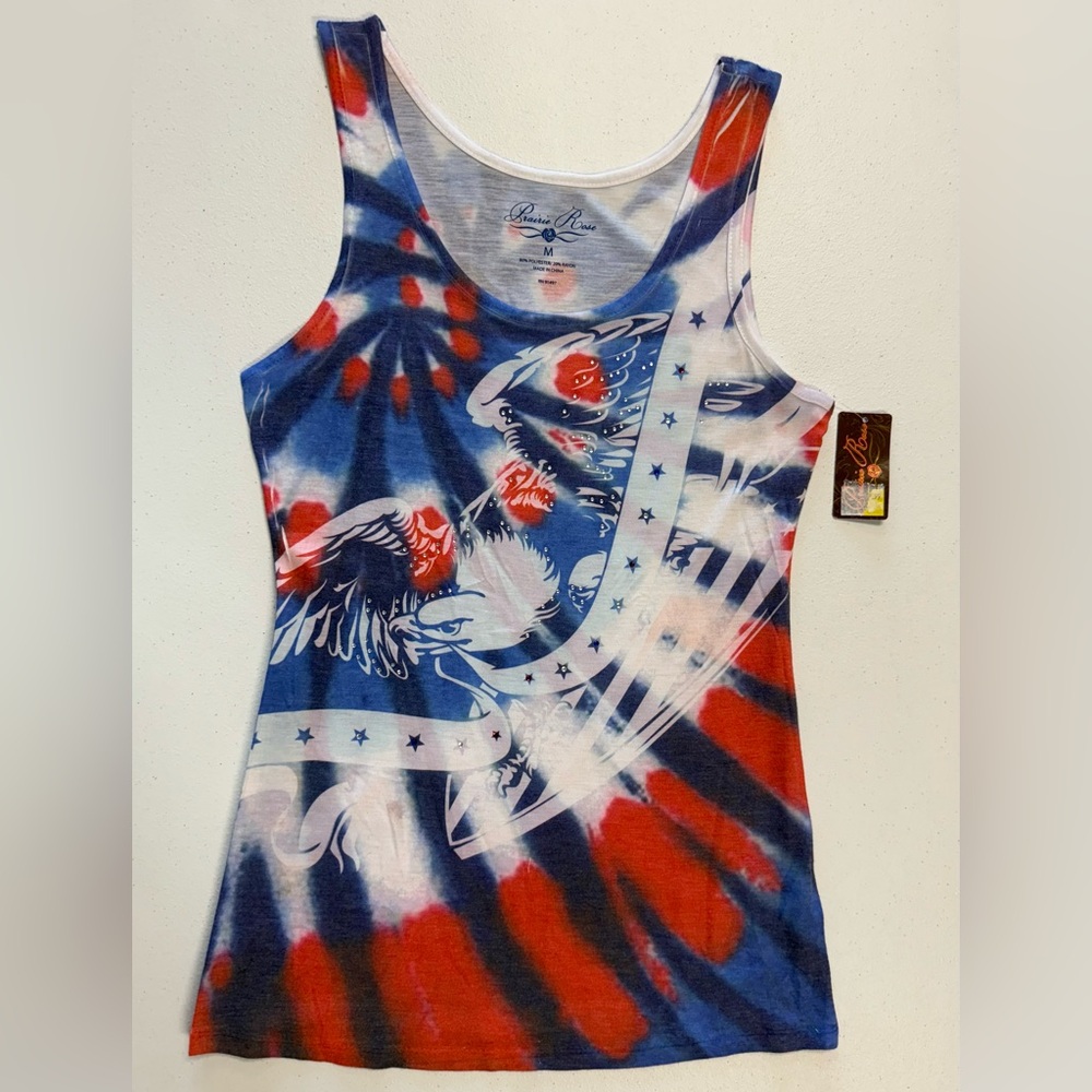 Red, White, and Blue Tie-Dye Tank Top